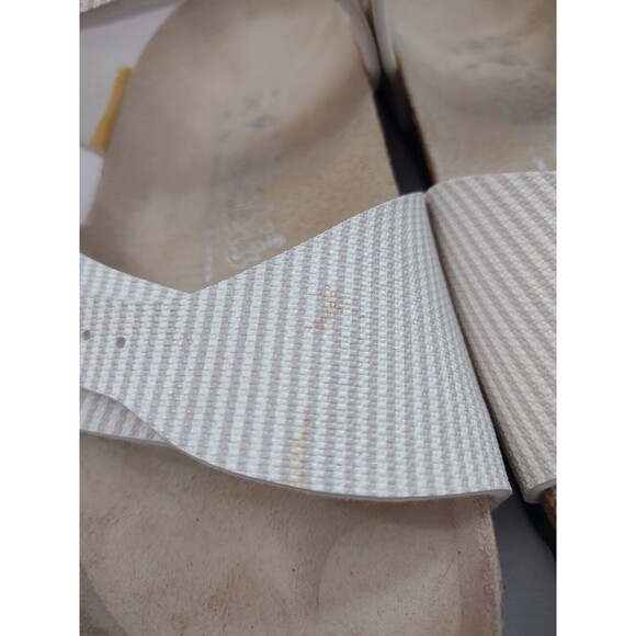 Birkenstock Birki's Sandals Women's Size 38/7 Tan White Striped Aziza - Picture 8 of 10